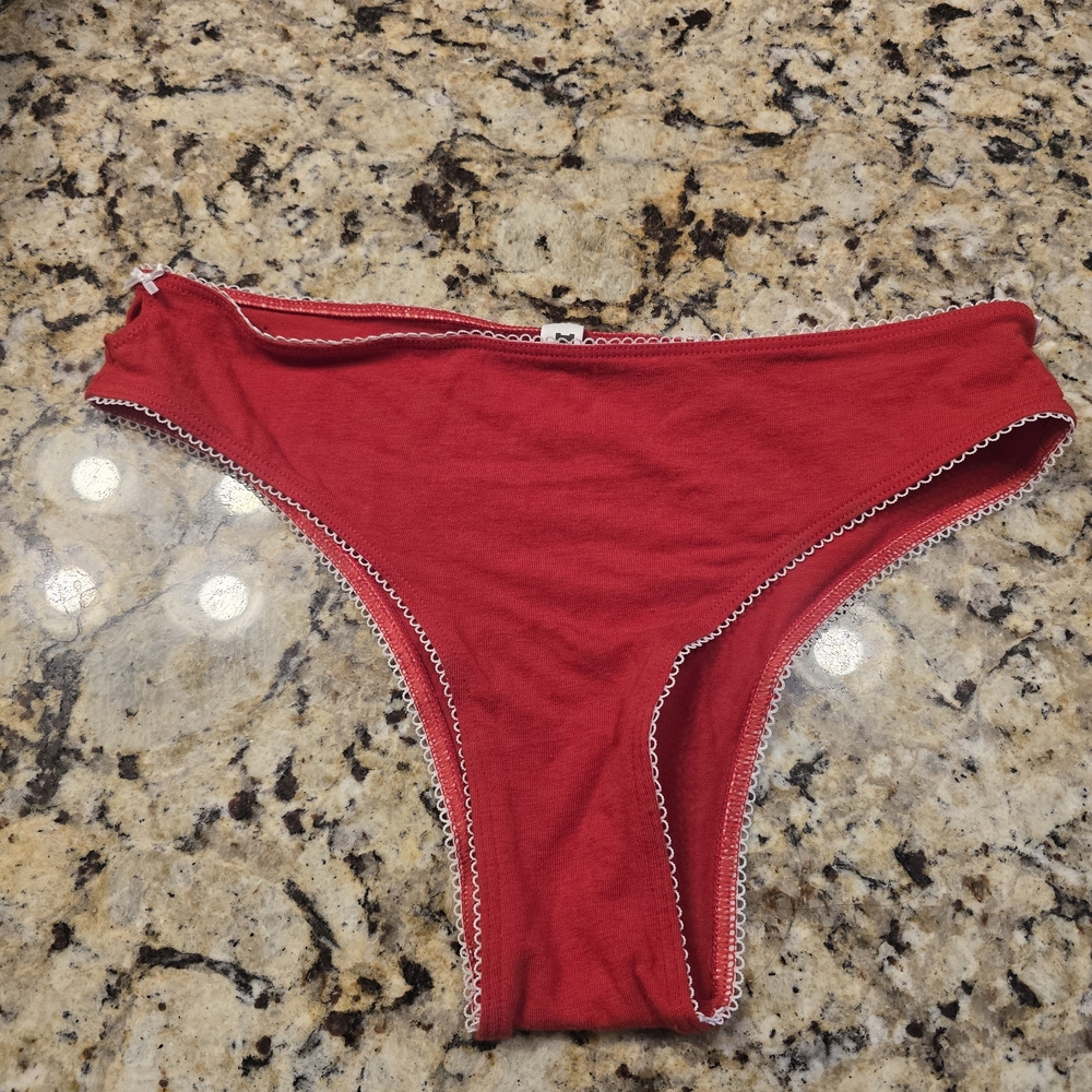 PINK Victoria's Secret Scarlet Panties with White Trim NWOT